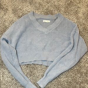 Aeropostale Light Blue V-Neck Cropped Sweater